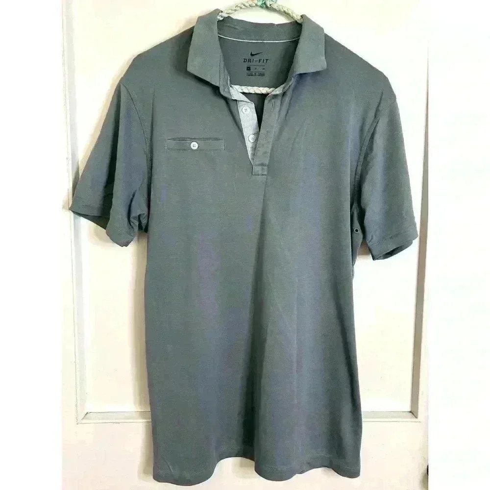 Men’s Nike Dri  Fit Collared Shirt in Grey/Blue Size S
